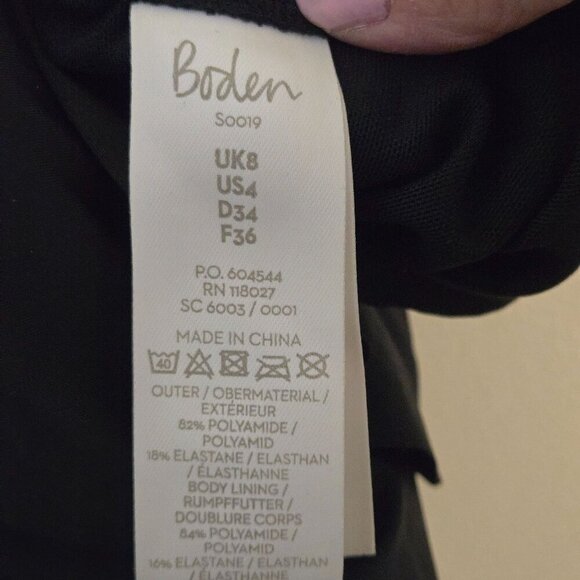 Boden Black Ruffled Halter Neckline Ruched One Piece Swimsuit Size 4 - Picture 5 of 6